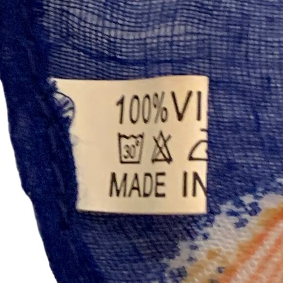 Unbranded Womens Scarf Large Rectangular Royal Blue and Peacock Feathers Lovely - Picture 5 of 12